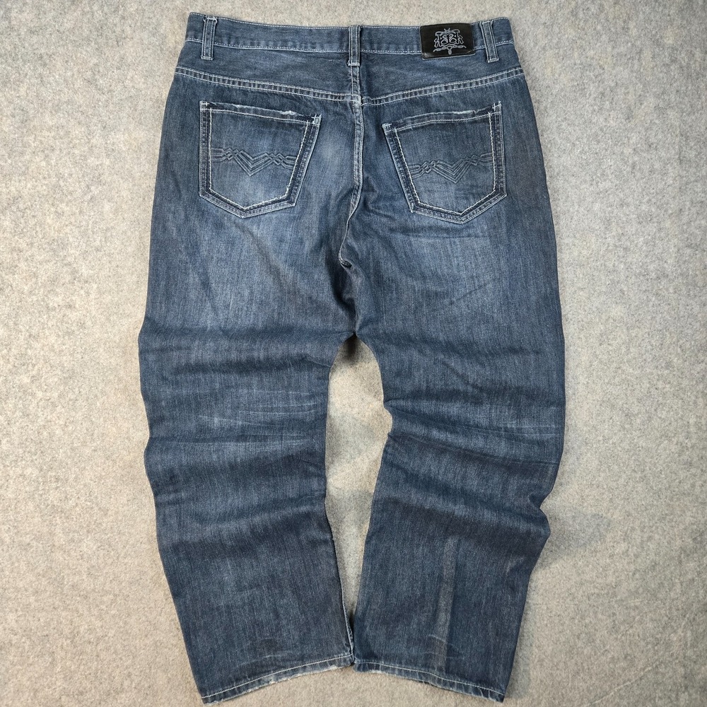 Baileys PT Black Straight Jeans Mens 36x30 Blue Denim Dark Wash Baggy Y2K